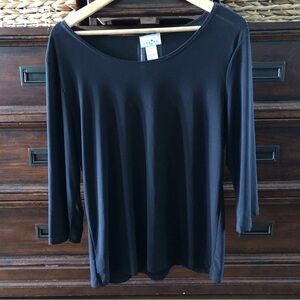 Caribe black boat neck long sleeve tee in size L